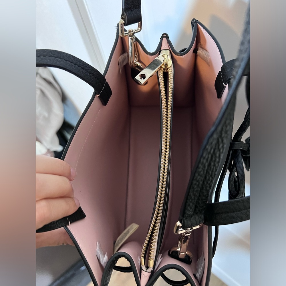 Kate Spade Hayes Triple Compartment Satchel Crossbody Leather Bag - Black - Picture 5 of 7